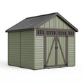 Gartengerätehaus 240 x 180 x 220 cm Kunststoff Grün/Braun mit Doppeltür und Satteldach