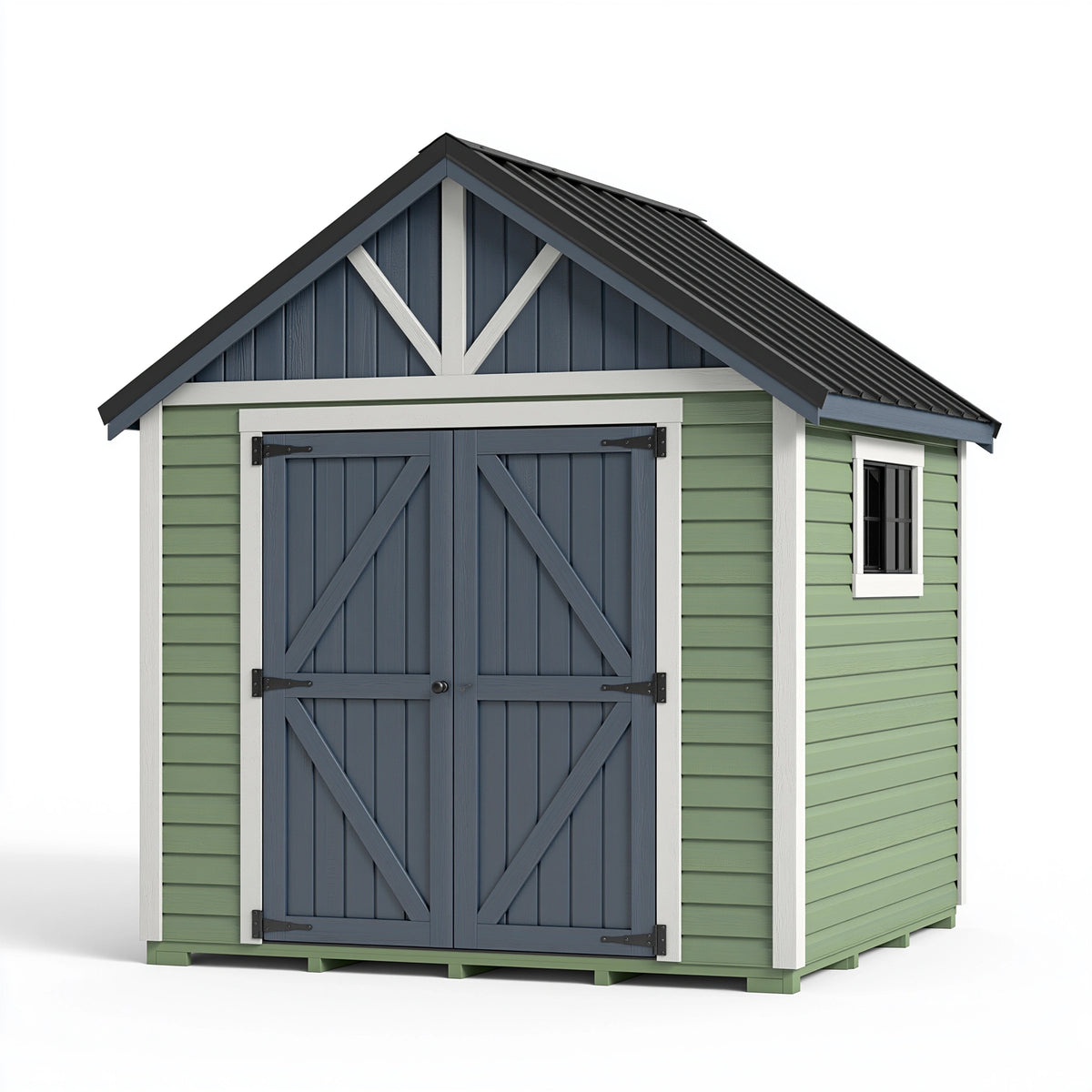 Gartenhaus 240 x 180 x 230 cm aus Holz Grün Dunkelblau im Landhausstil