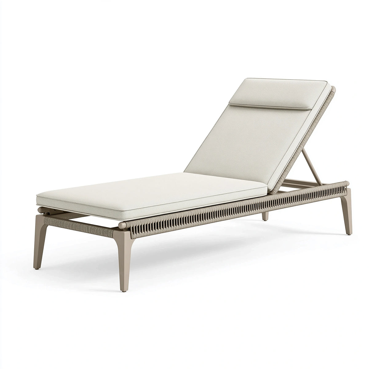 Gartenliege 200 x 70 x 35 cm Aluminium Geflecht Beige verstellbare Rückenlehne