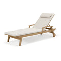 Sonnenliege 200 x 68 x 95 cm Holz Beige verstellbar mit Rollen