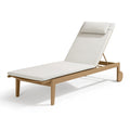 Sonnenliege 200 x 70 cm Holz Beige verstellbar mit Rollen
