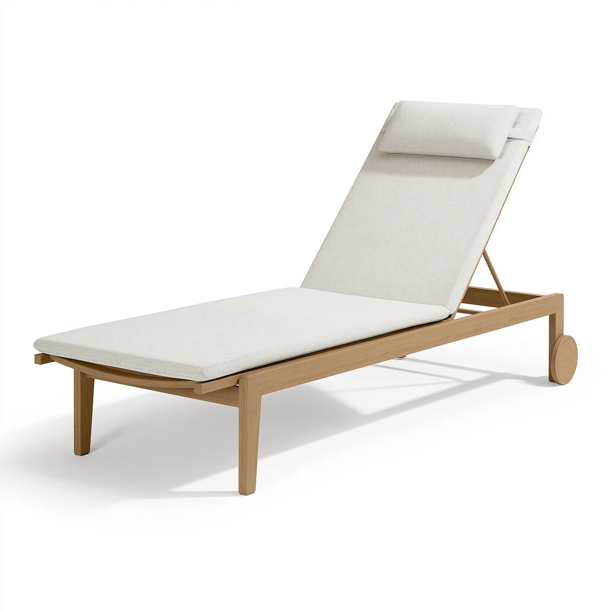 Sonnenliege 200 x 70 cm Holz Beige verstellbar mit Rollen