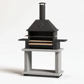Gartengrill 120 x 60 x 190 cm Stahl Schwarz mit Kamin und Thermometer