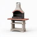 Gartengrill 120 x 70 x 220 cm aus Beton und Stahl Beige Schwarz Ziegeloptik mit Kamin