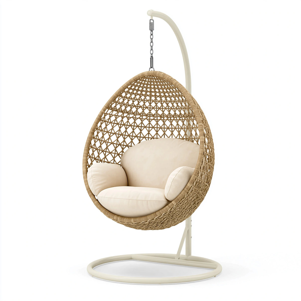 Hängesessel 105 x 105 x 195 cm Natur/Creme Geflecht mit Metallgestell Schwingfunktion