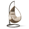 Hängesessel 105 x 105 x 195 cm aus Polyrattan in Beige Braun mit Metallgestell für den Innenbereich