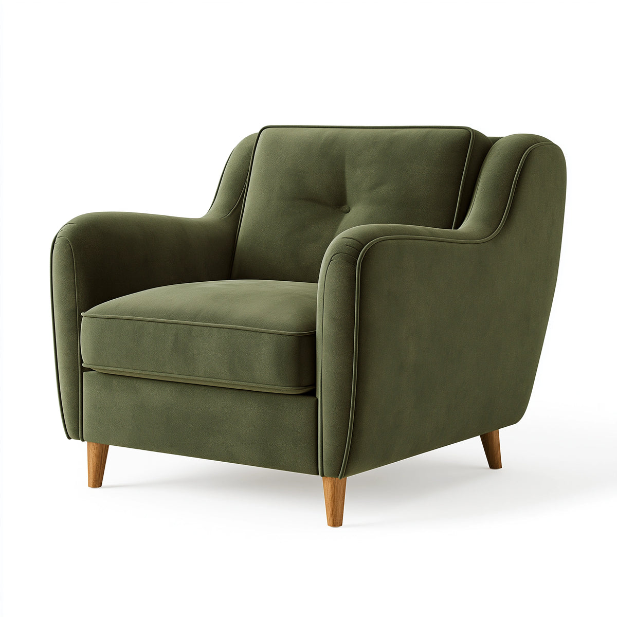 Sessel 85 x 88 x 95 cm Stoffbezug Olivgrün - gepolsterter Retro-Wohnzimmersessel