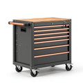 Werkzeugwagen 80 x 45 x 95 cm Stahl Schwarz Kupferfarben abschließbar mit 7 Schubladen