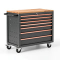 Werkzeugwagen 85 x 46 x 98 cm Stahl Holz Schwarz/Kupferfarben mit 7 Schubladen und Rollen