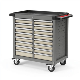 Werkzeugwagen 104 x 46 x 100 cm Stahl Schwarz Beige mit 20 Schubladen und Rollen